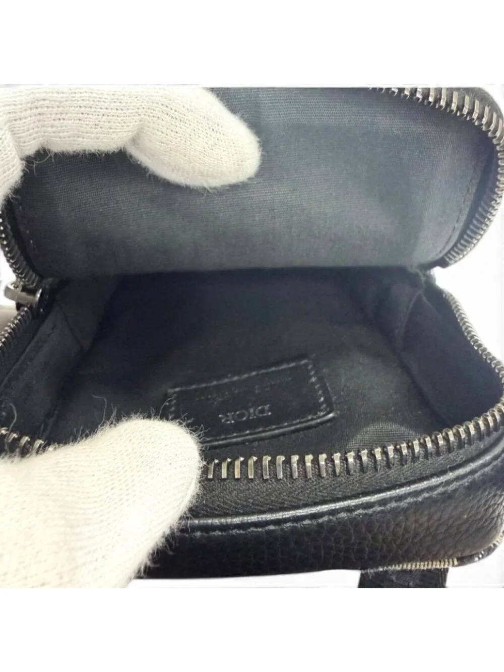 Dior Homme Canvas Leather Oblique Rider Micro Pouch Shoulder Bag Beige